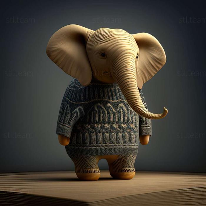 Джемпер с коротким ушастым слоном